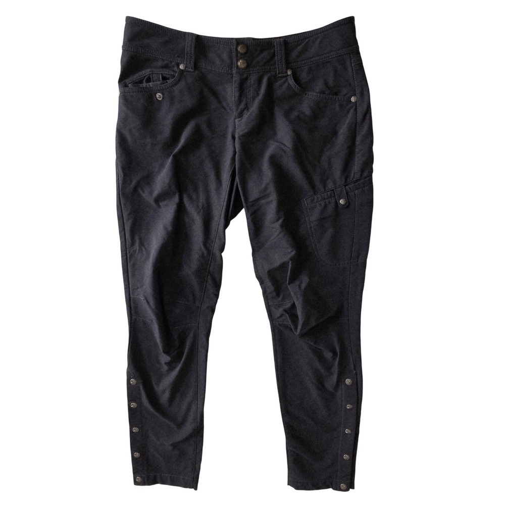 Athleta Dipper Pant Black Nylon Cargo Snap Ankle Hiking Pants Womens 2P